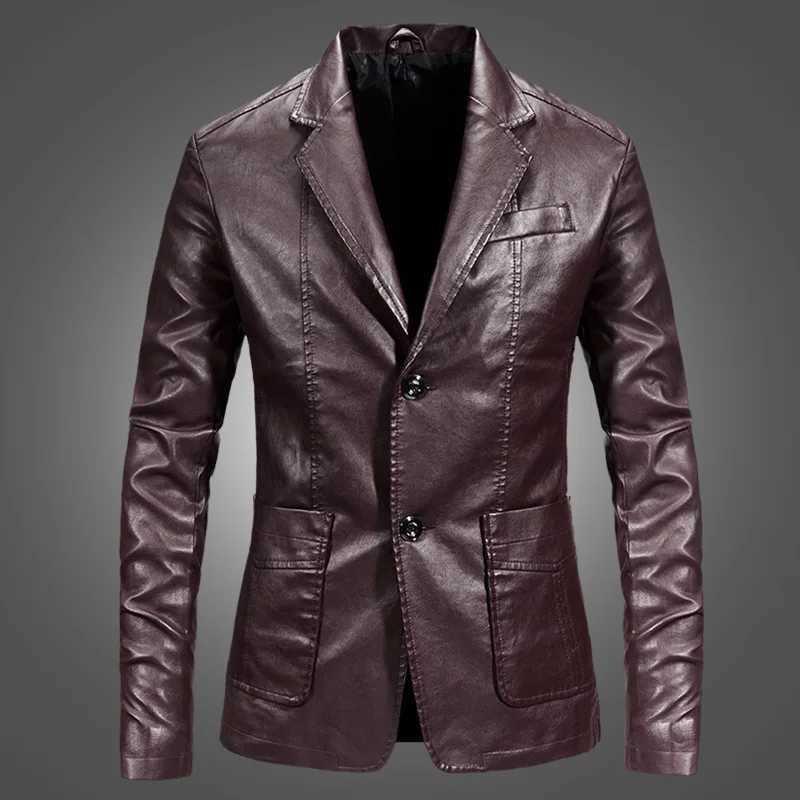 PU jacket mens solid color leather jacket casual PU jacket motorcycle jacket mens large size 6XL W240918