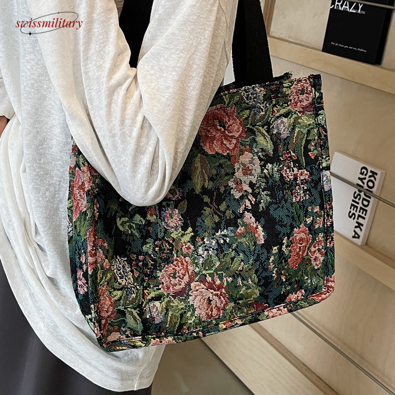 Large capacity ethnic style handbag 2024 new trendy and fashionable commuting for women ins single shoulder tote bag #8 Swissmilitary