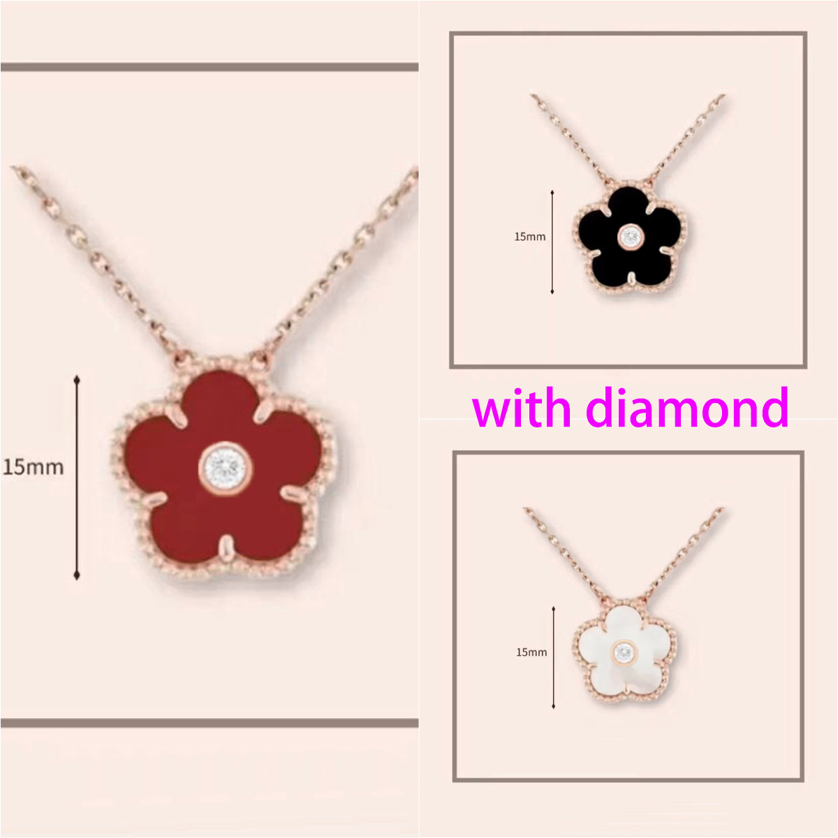 luxury diamond necklace silver jewelry necklace designer for women Rose Gold Chains Classic Stainless Steel necklaces pendant necklace designer clover necklace