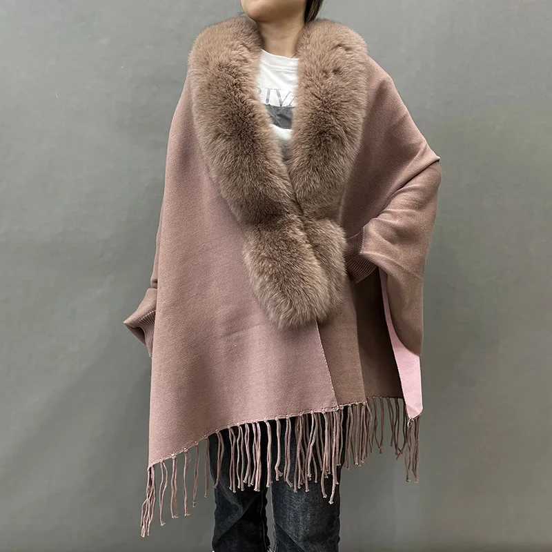 2023 New Raincoat Fashion Spring and Autumn Shawl Real Fox Fur Shawl Womens Street Clothing GX5565 W240921