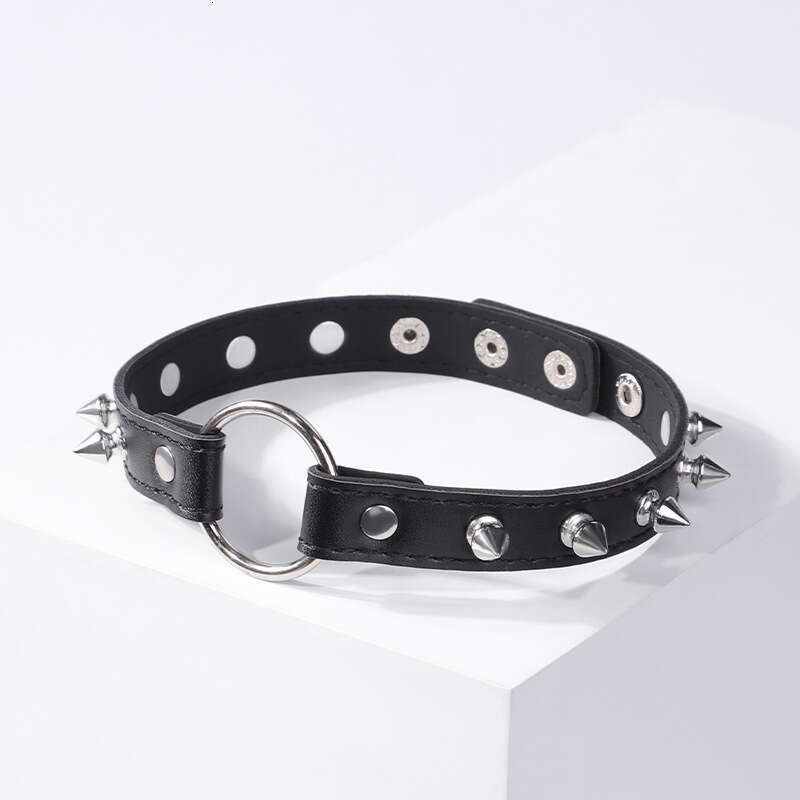 SM Sex Props Punk Style Black Rivet Collar PU Neck Cover Female Slave Training Alternative Adult Products Hair Collection