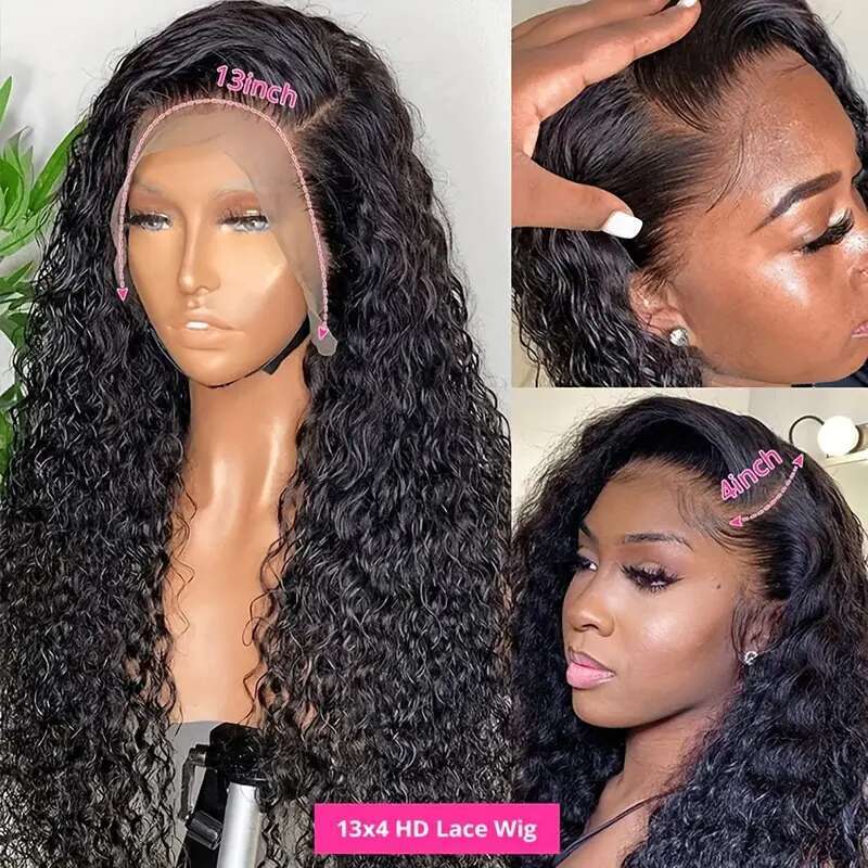 30 Inch Human Hair 13x4 Kinky Frontal 4x4 Curly Hd Lace Closure Wigs 180 Density Wig For Women Sale