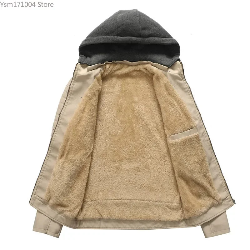 Winter Men's Leather High-Quality Men Cashmere Thicken Warm Street Motorcycle PU Jacket Korean Fashion Mens Hooded Coats