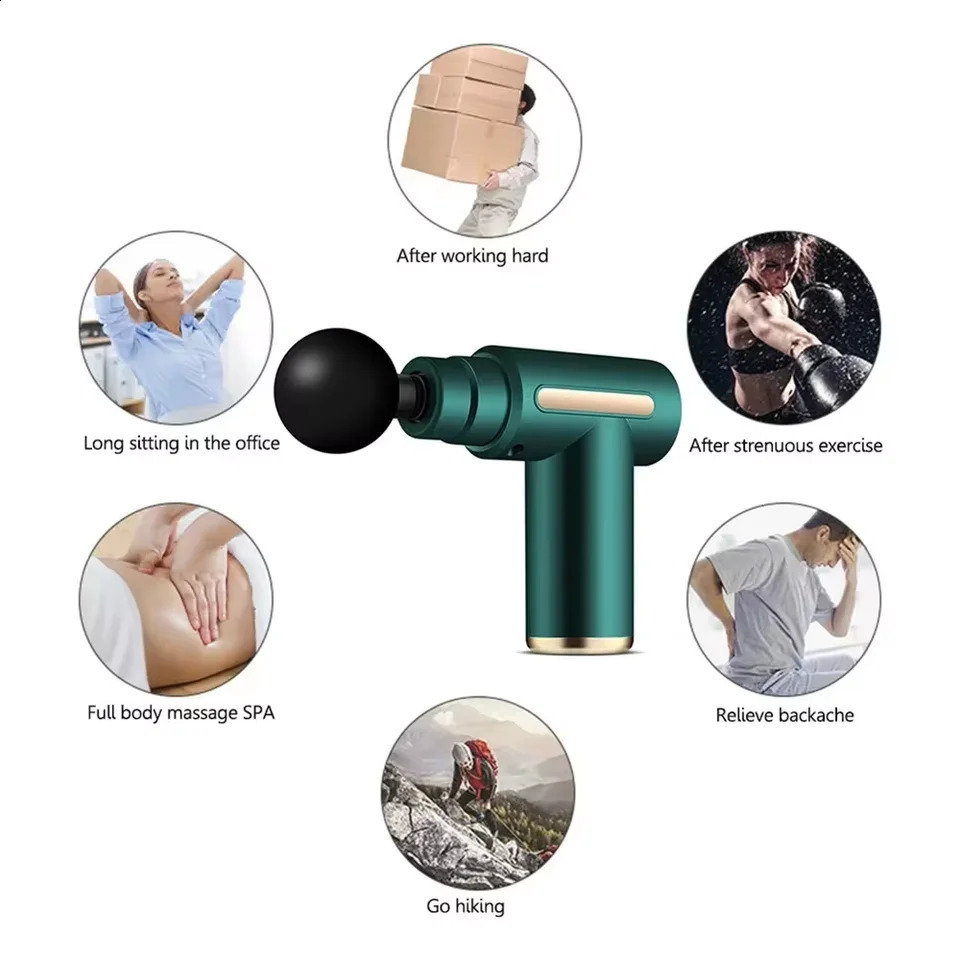 Portable Fascia Gun Tap Massager Body Back and Neck Leg 6 Speed USB Charging Handheld Tap Massager 240914