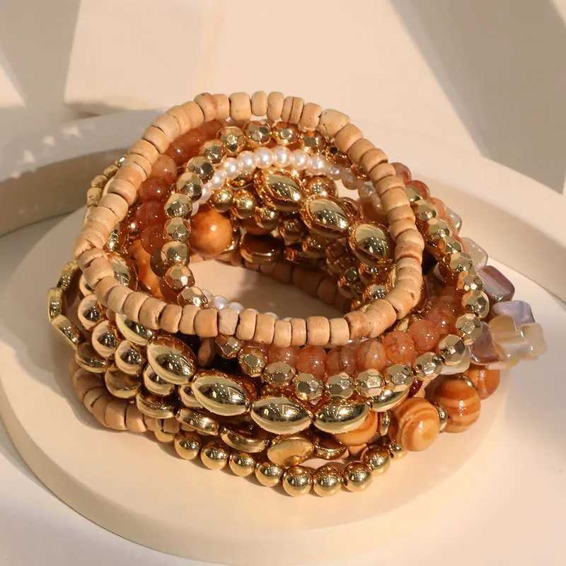 12pcs Fashion Boho Sandy Beach Style Beaded Bracelet Handmade Beach Party Elastic AnkletsX240921