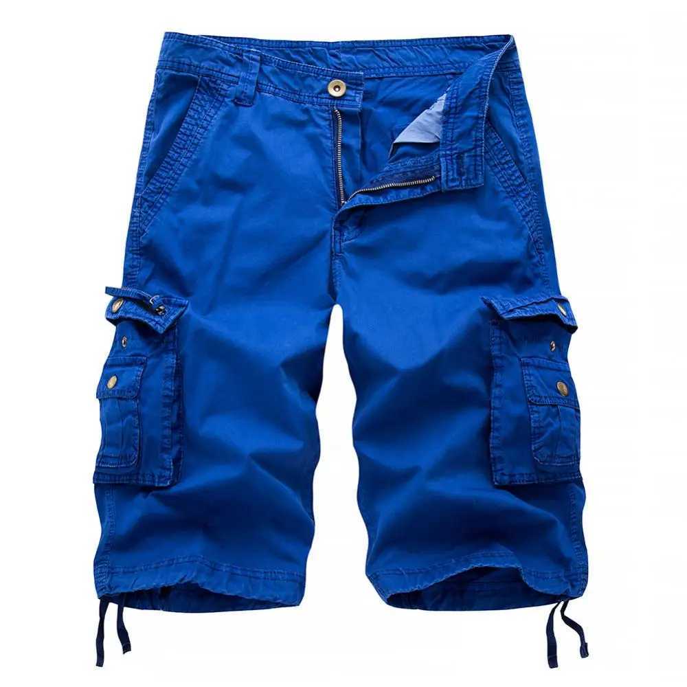 New Summer Casual Shorts Mens Straight Solid Sports Shorts Men Joggers Cargo Shorts Fashion Cotton Knee Length Sweatpants ManX240921