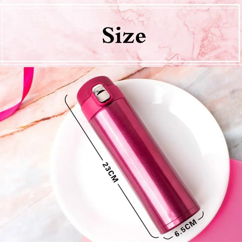 500ML Stainless Steel Bouncing Cover Vacuum Flask Thermos Cup Coffee Tea Milk Thermo Bottle Mug 240918