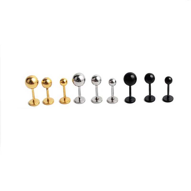 1Pair Titanium Steel 20G Flat Back Stud Earring Ball Screws Studs Ear Bone Nail Lip Tongue Piercing Body Jewelry for Women Men Y240921