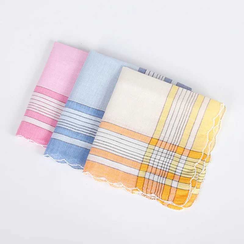 3Pcs 28x28cm square multi-color plain weave womens pocket wedding party business chest towel handle W240921