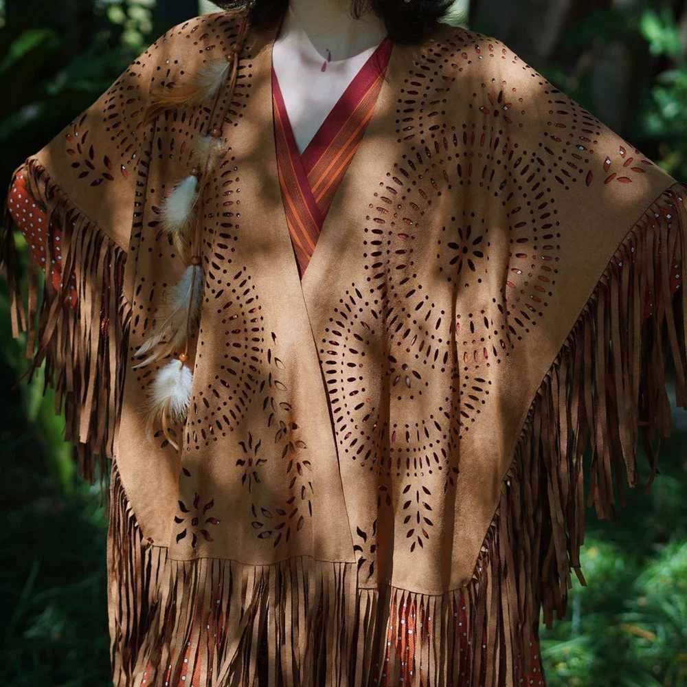 2024 Summer Long Womens Shawl Open style Raincoat Elegant Suede Tassel Retro Simple Multi color Direct Shipping W240921
