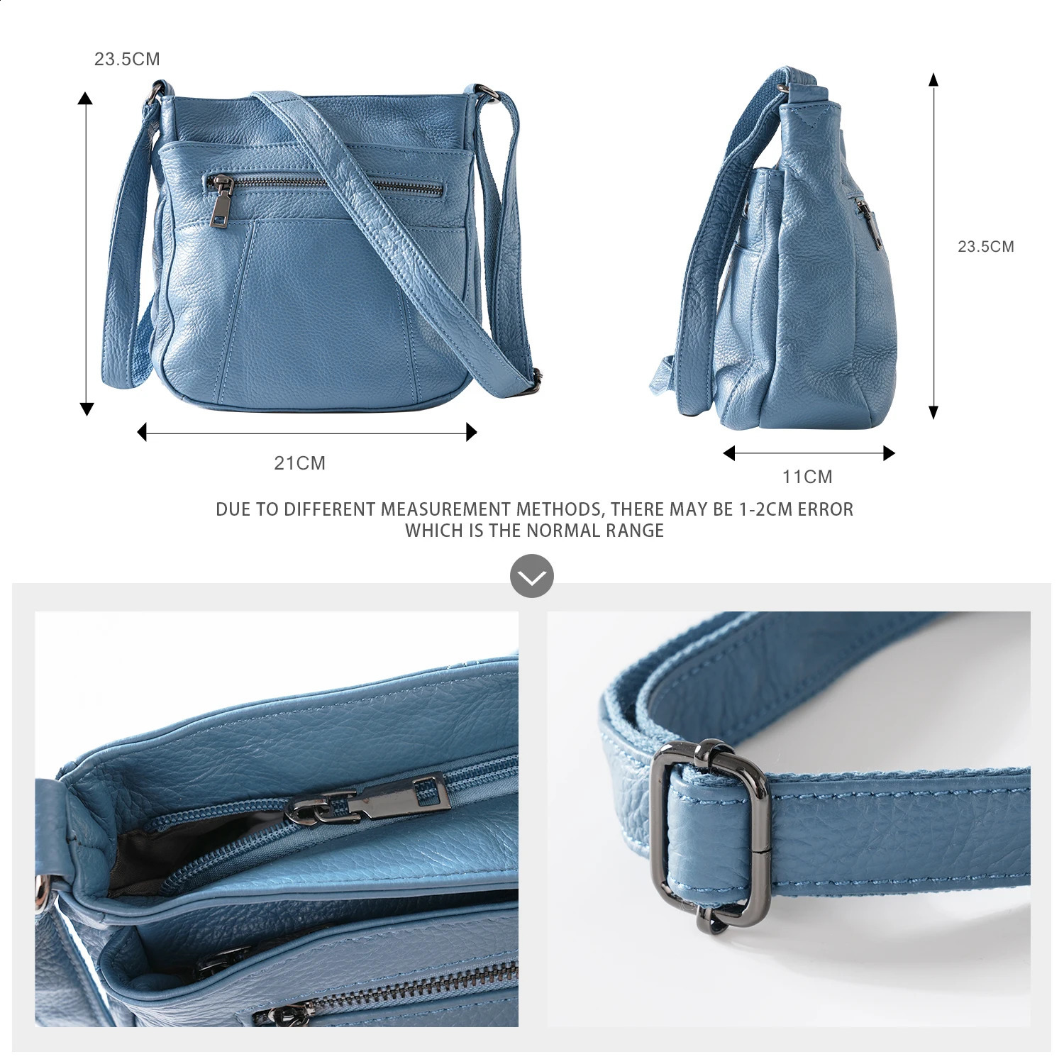 Angengrui leather womens bag casual shoulder cross body with multiple pockets messenger 240919