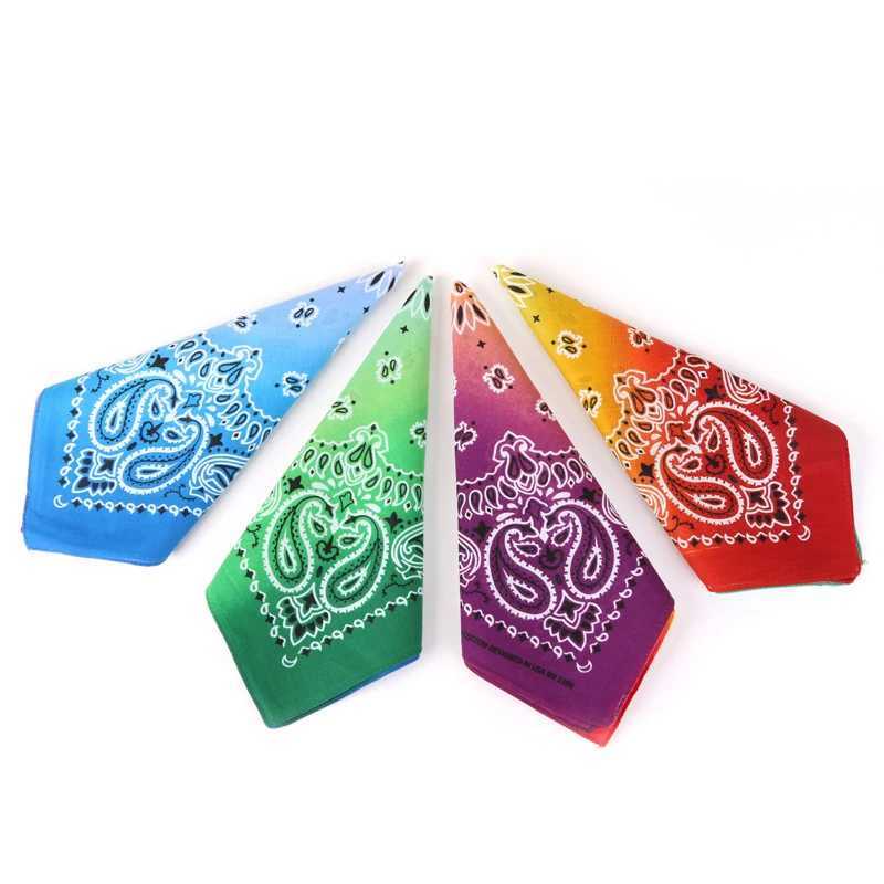 Colorful handle head Paisley tie dye Bandanas womens necklace head cotton headscarf handle head square 55cm X 55cm 1 piece W240921