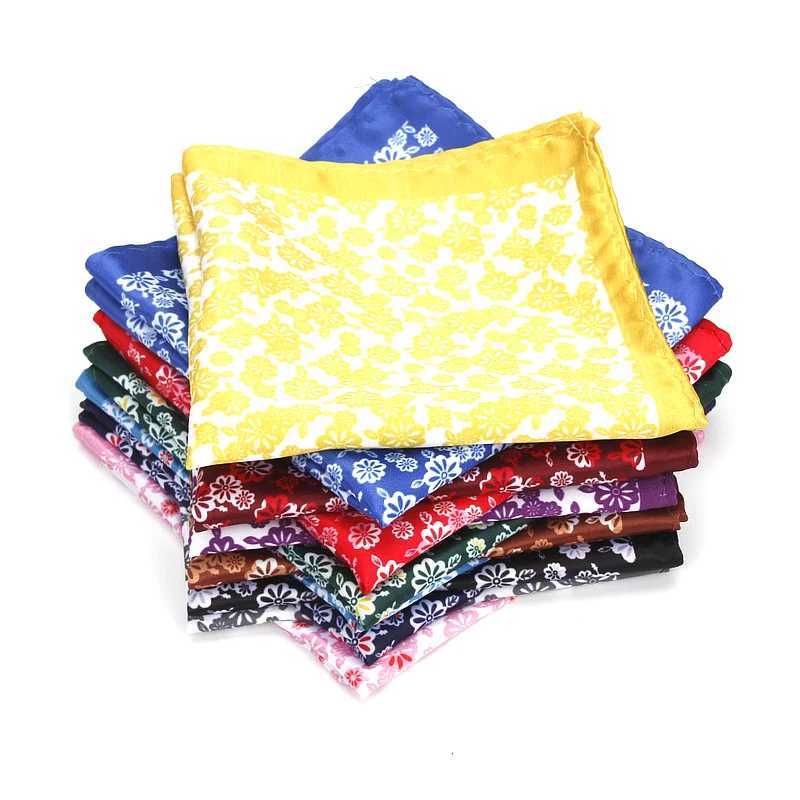 Brand New Mens Handkerchief Classic Flower Print Pocket Square Soft Silk Hankies Wedding Party Business Hanky Chest Towel GiftX240921