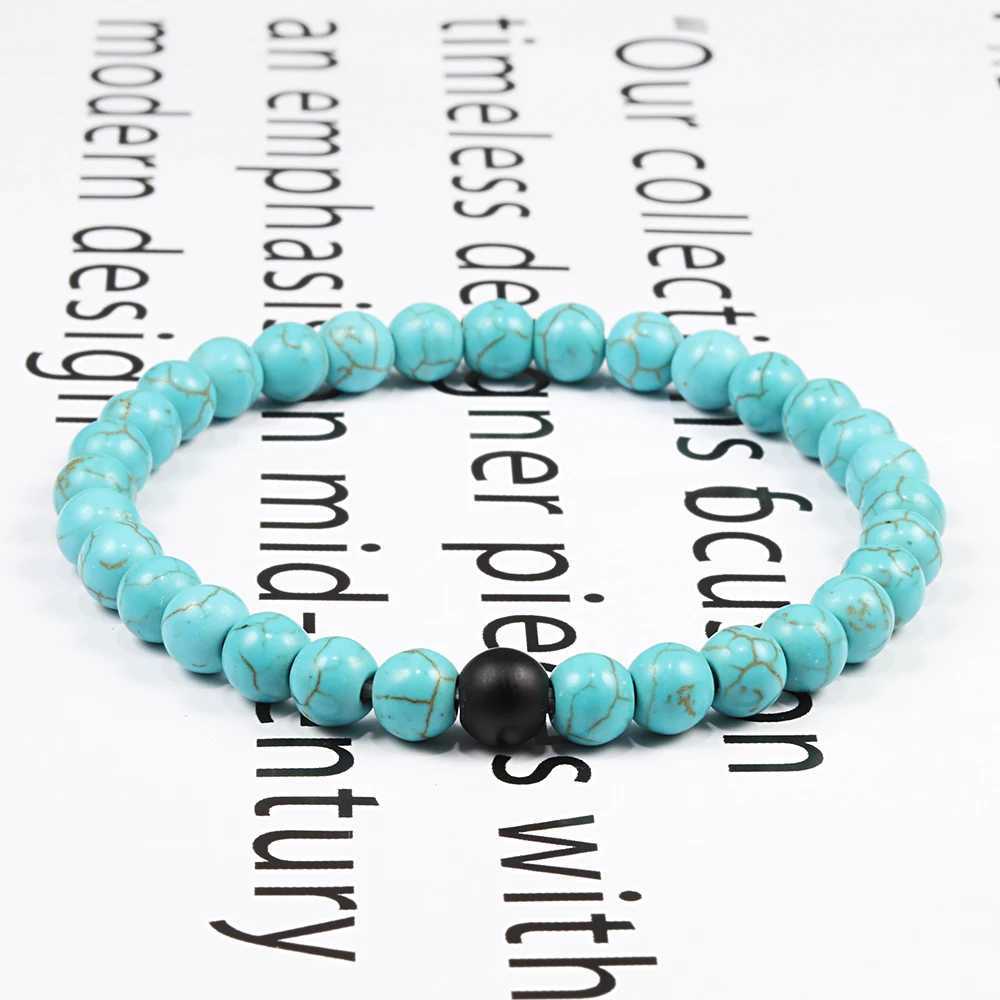 Classic 6mm Natural Stone Beads Bracelets for Women Men Black Matte Lava Tiger Eye Elastic Bracelet Couples Fashion Jewelry GiftX240921