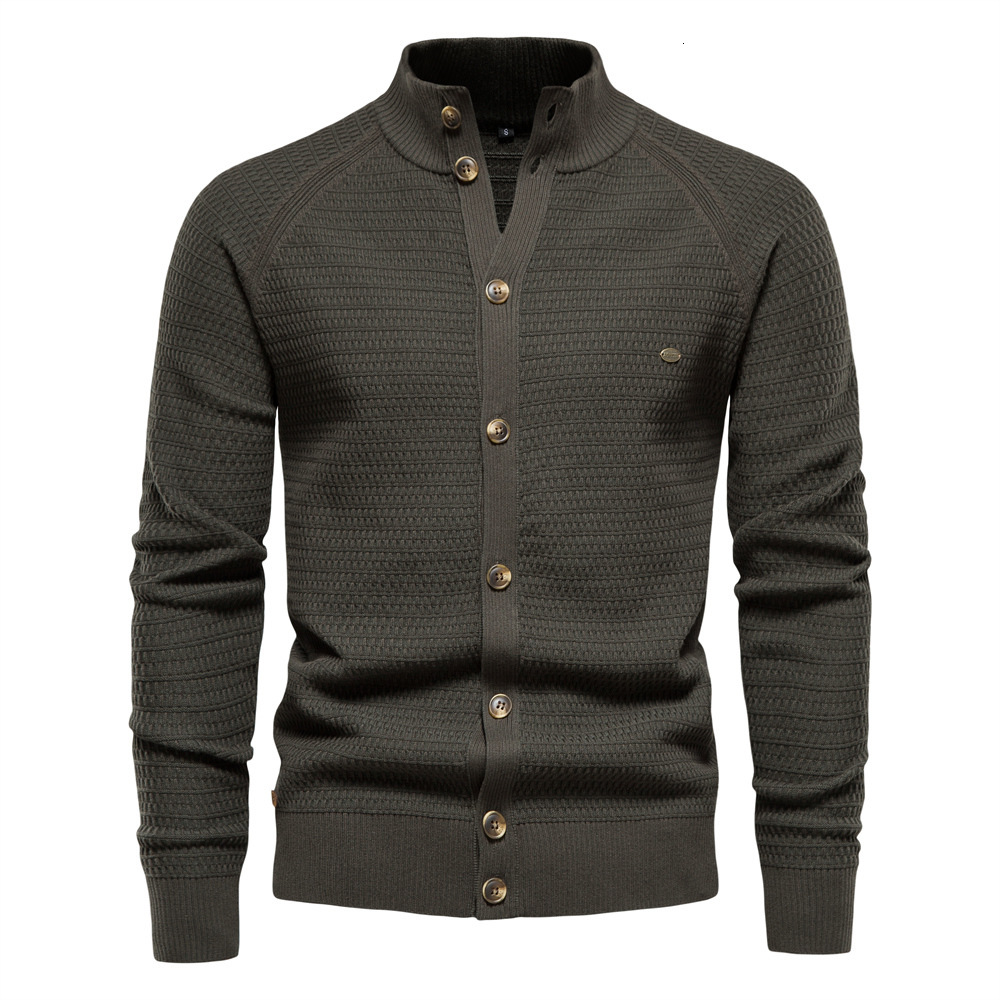 Men's Sweater Cardigan Spring Autumn High Quality Men Clothing Large Solid Color Male Standing Neck Long Sleeve Knitted Sweaters