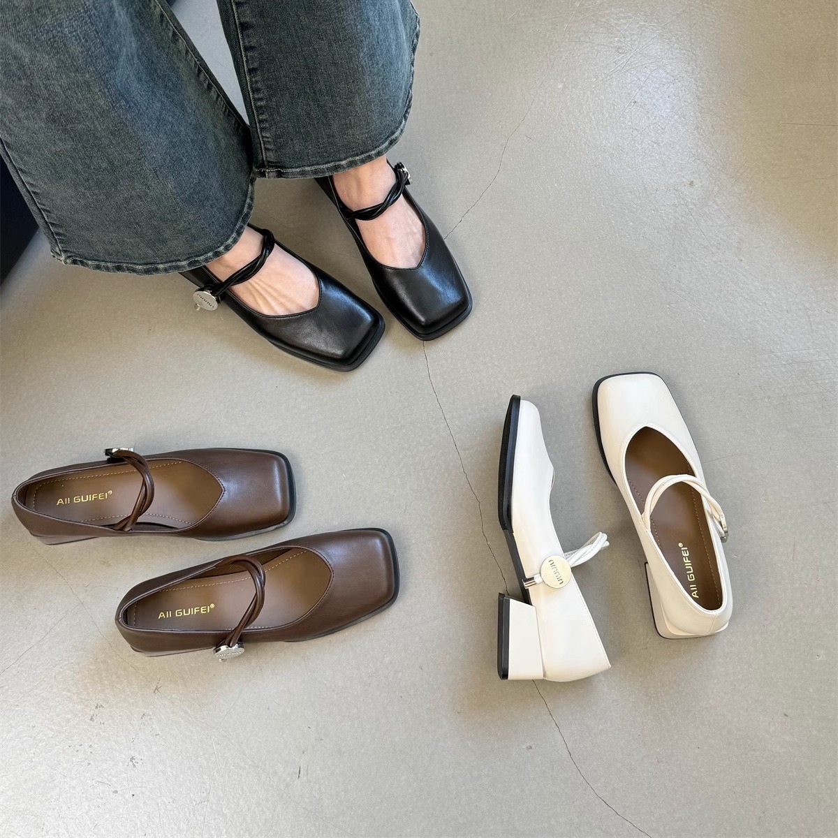 High Heel Chunky Heels: Trendy 2024 Women's Versatile Square Toe Shoes 3aca