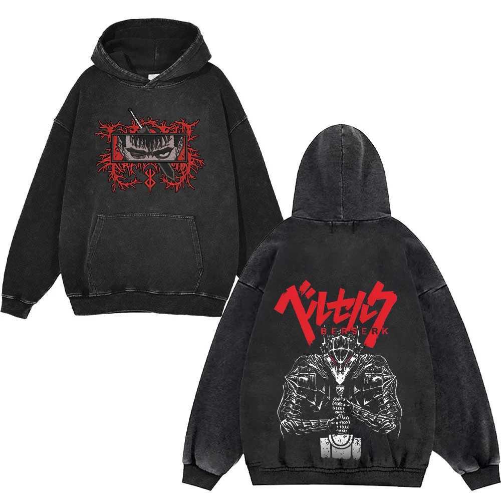Rampage Anime Hoodie Mens 100_ Cotton Guts Printed Manga Sportswear Gothic Harajuku Pullover Retro Black Street Clothing Autumn W240921