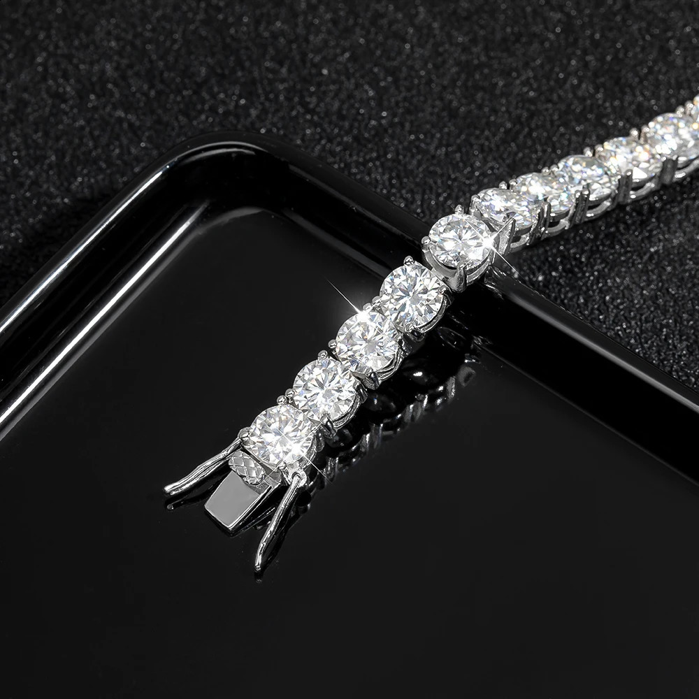 KNOBSPIN 65mm Dcolor silica tennis bracelet 4 Prong Setting Classic Trendy Women Fine Jewelry s925 silver 240912