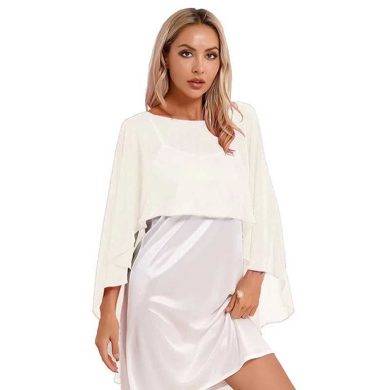 Elegant Womens Chiffon Shawl Womens Evening Dress Wedding Party Shawl Fashion Solid Color Dress Cover Bridal Shawl and Wrap W240921