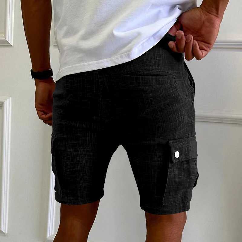 2024 cargo shorts mens summer European and American fashion brand casual mens slim drawstring shorts thin cropped pants menX240921