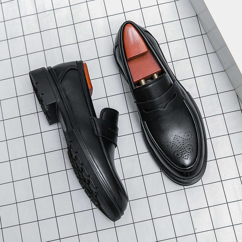 Classic Brand Thick Soled Low Top Soft Soles for Comfortable Commuting Leather Casual Brown Men's Dress Shoes