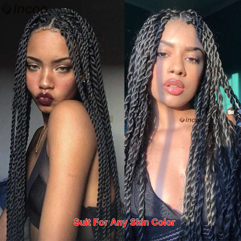 Senegalese Twist Front For Black Women Synthetic Full Lace Frontal Wigs Pre Plucked Box Braids Passion Twists