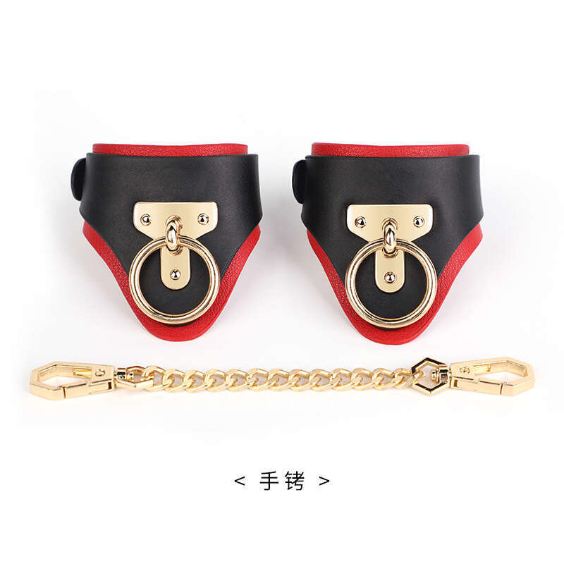 High end SM props, cowhide restraints, handcuffs, black and red genuine leather, erotic handcuffs, foot cuffs, sex training, adult products