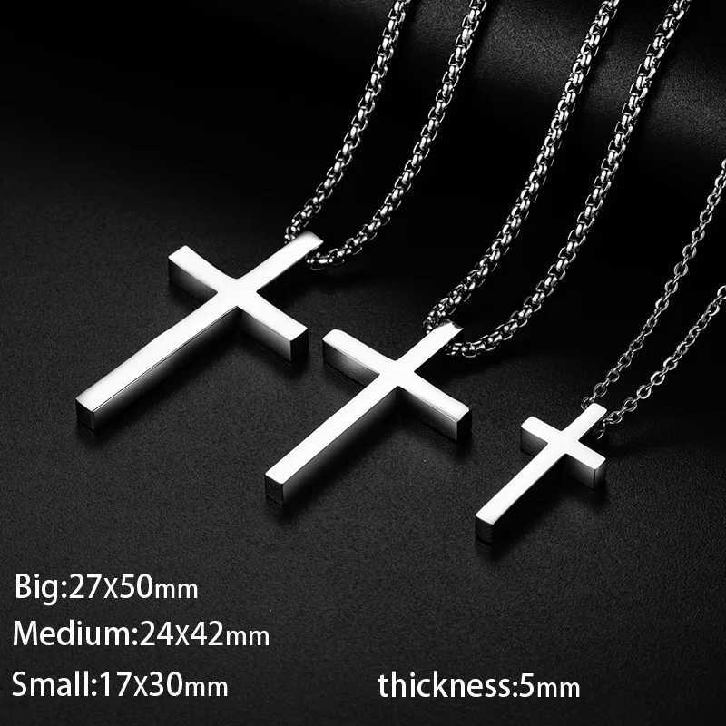 New stainless steel cross pendant necklace suitable for men women minimalist jewelry mens and womens necklaces silver W240918
