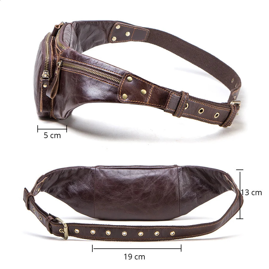 Cowhide mens waist bag y Fanny mobile phone n case credit card wallet coin 240919