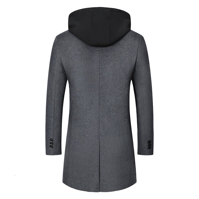 Winter Men's Woolen Hooded Fake Two Piece Thickened Long Cashmere Coat Business Casual High Quality Men Park Coat Men