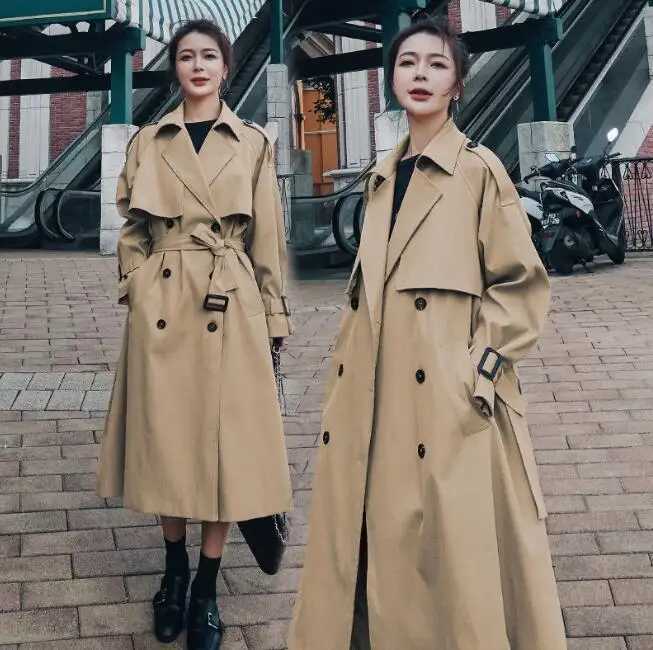 Autumn Clothes Women 2023 Lapels Double Row Buttons Long Windbreaker Women Work Jacket Trench Coat for Women Tops OvercoatX240921