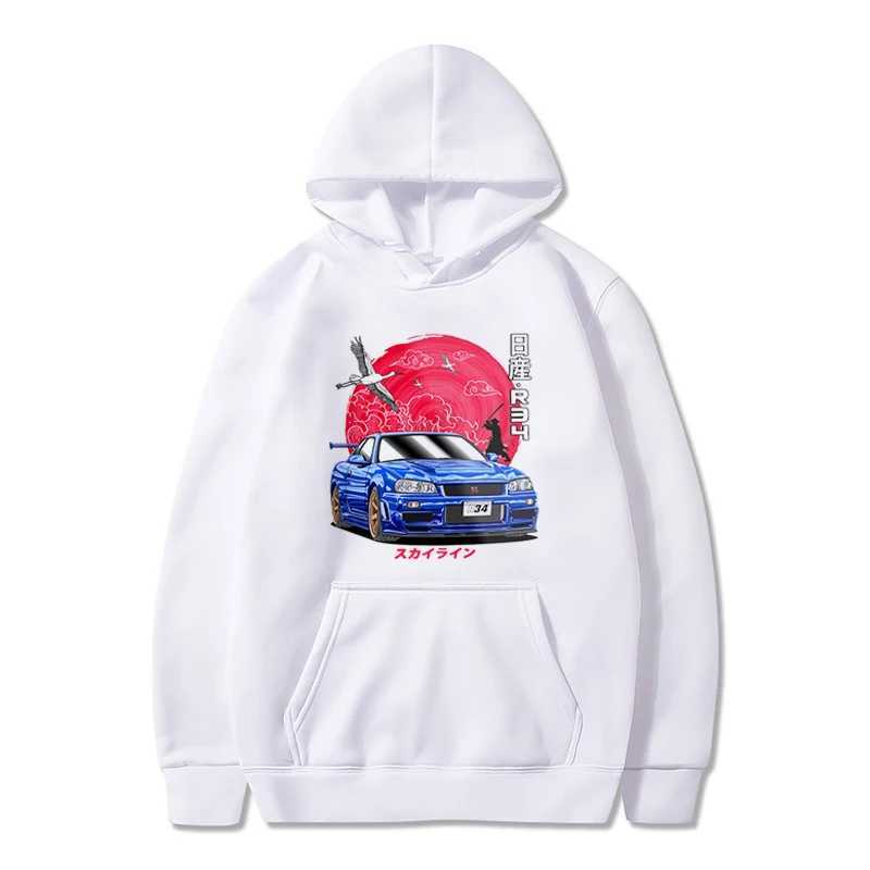 Japanese cartoon car printing design Pullover hoodie Harajuku mens graphic hoodie popular sportswear fashion Roupas Masculinas W240921