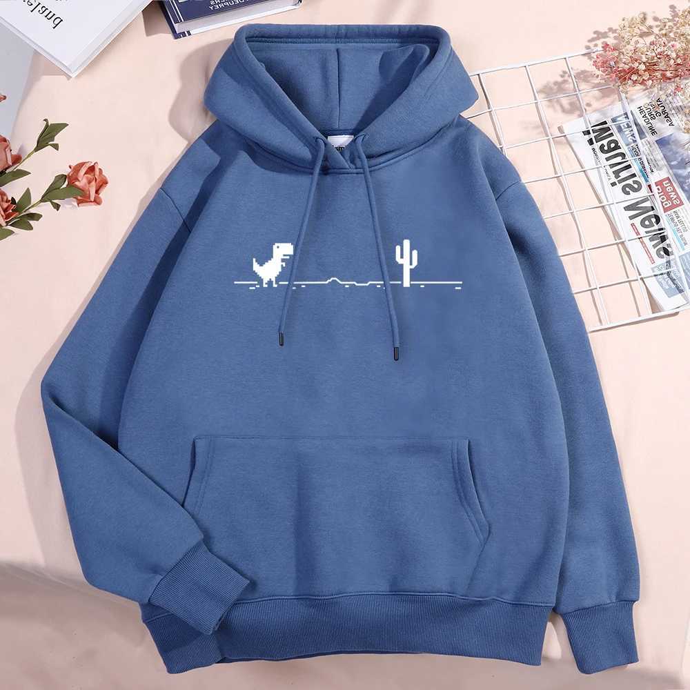 Network Malfunction Little Dinosaur Hoodie Mens New Thick Zipper Hoodie Cute Pocket Sweater Autumn Warm O-Nec Hoodie W240921