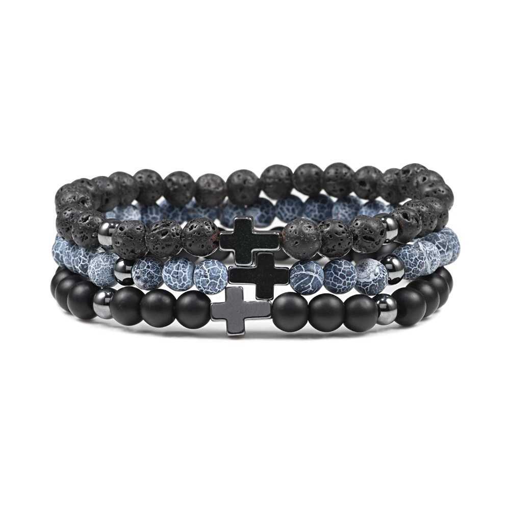 Prayer Men Women Bracelet Hematite Cross 6MM Natural Stone Tiger Eyes Bead Strand Bracelets Bangle Jesus Yoga Homme Jewelry GiftX240921
