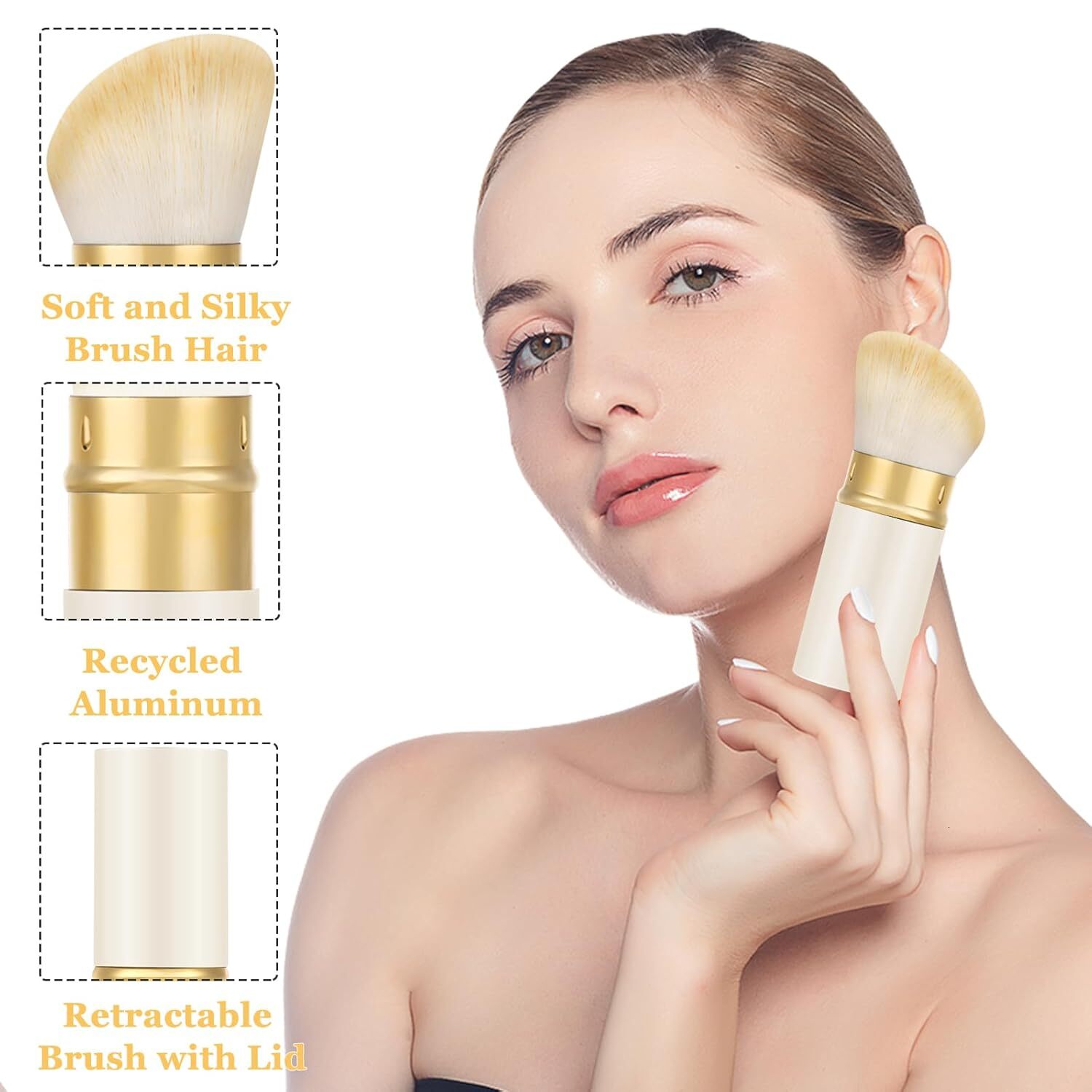 retractable spray gun kabuki brush suitable for all facial makeup and liquid foundation suitable for liquid face cream and foundation makeup aluminum 