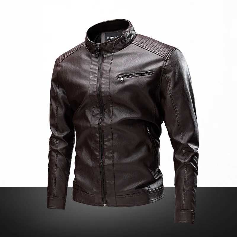 Mens Slim 2024 PU Leather Jacket Motorcycle Mens Jacket Autumn Winter Warm Black Outdoor Coat Coats 5XL Plus Szie W240918