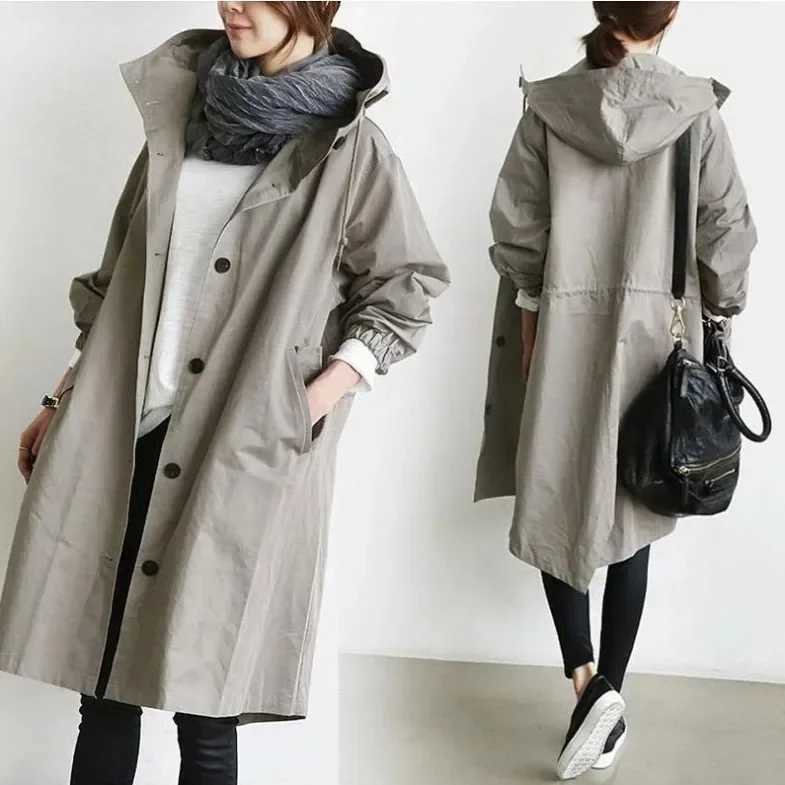 Mid-length Petite Elegant Waist Trench Coat for Women Long Sleeves New Autumn Casual Style Windbreaker for WomenX240921