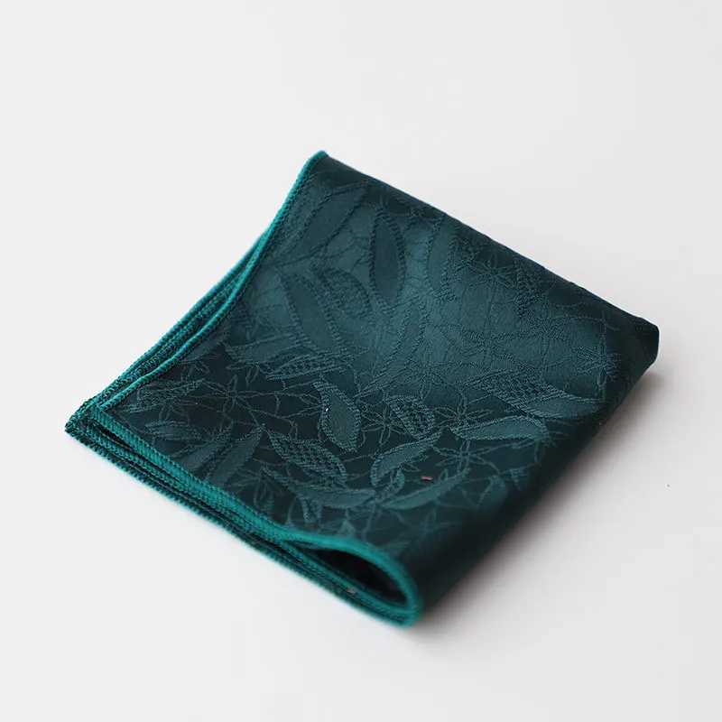 23CM Polyester Solid Color Brown Pocket Square Mens Vintage Floral Pattern White Handkerchif Tuxedo Suit Accessories Towel HankyX240921