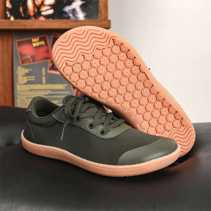 Green Mesh Male Summer Wide Barefoot Shoes for Men Outdoor Minimalist Walking Sneakers Breathable Comfortable 48