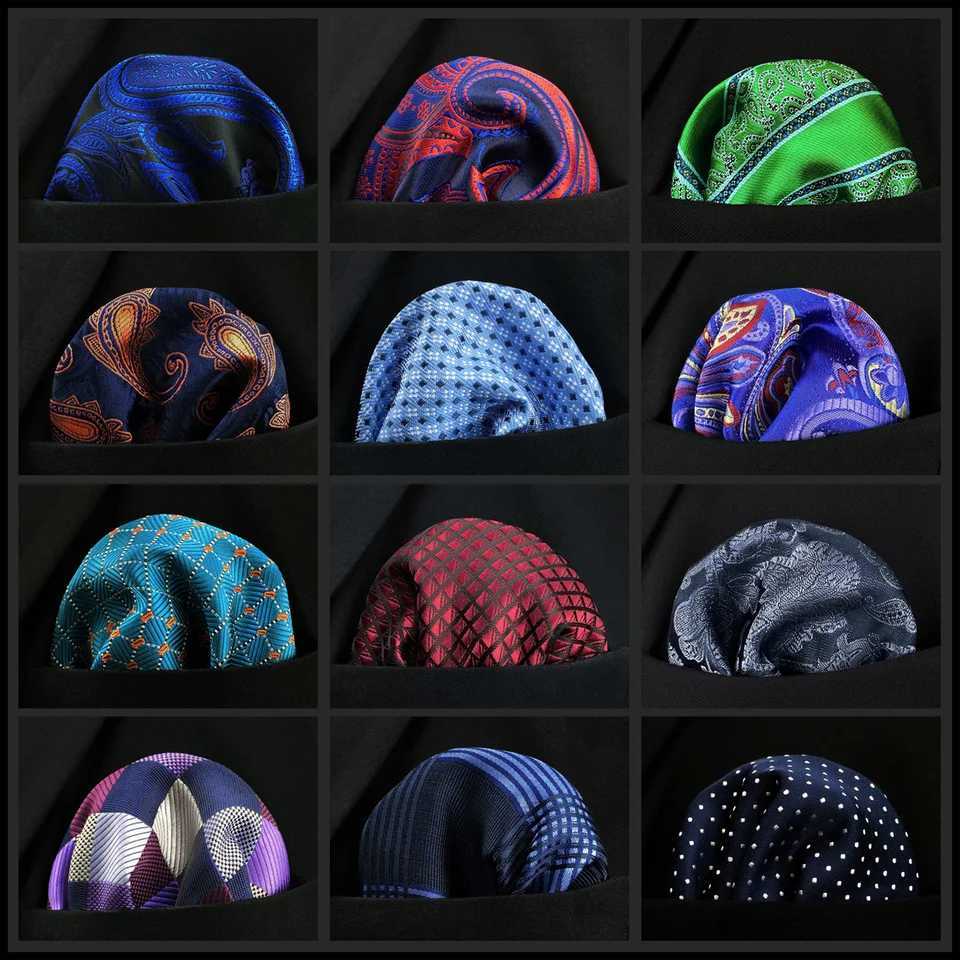 2024 New Colorful Mens Pocket Square Multicolor Dot Paisley Classic Wedding Silk Handkerchief Business Jacquard HankyX240921