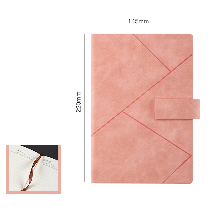 Stylish PU leather geometric notebook with magnetic buckle - preferred for business and daily notes