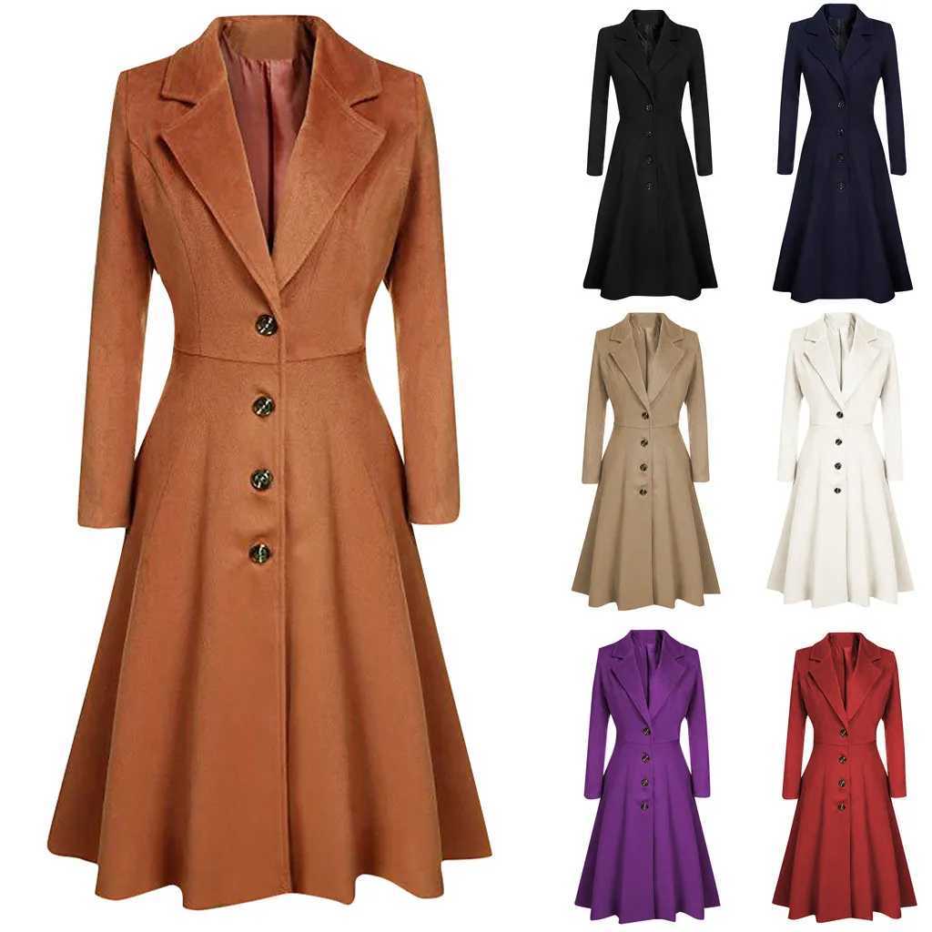Winter Jackets For Women 2023 Autumn Winter Lapel Button Long Trench Coat Windbreak Overcoat Women Jacket X240921