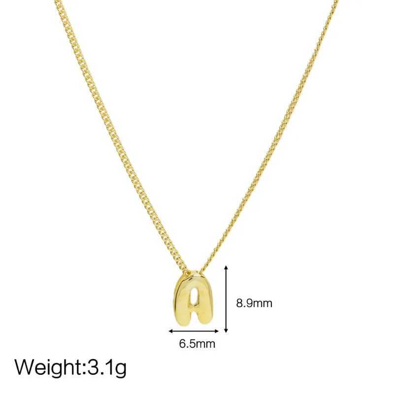 New Mini Bubble Balloon Initial Letter Pendant Necklace Gold Plated Personalized Short and Fat Letter Necklace Charm Jewelry W240918