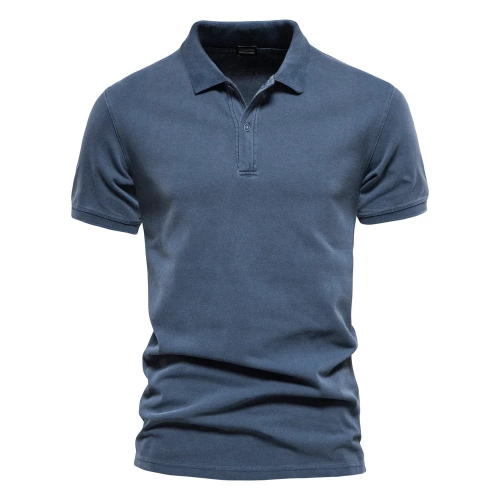 Polo Pure Cotton Solid Color Casual Short Sleeve Summer Clothing Men's Shirts Fashion Streetwear Polos For Men