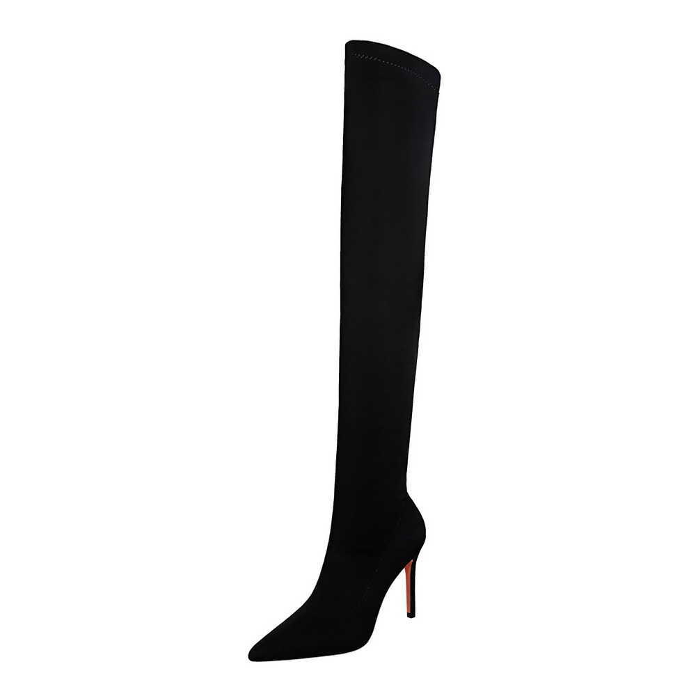 CMM Fashion High Heel Elastic Lycra Thin Heel Pointed Sexy Nightclub Slim Over Knee Boots