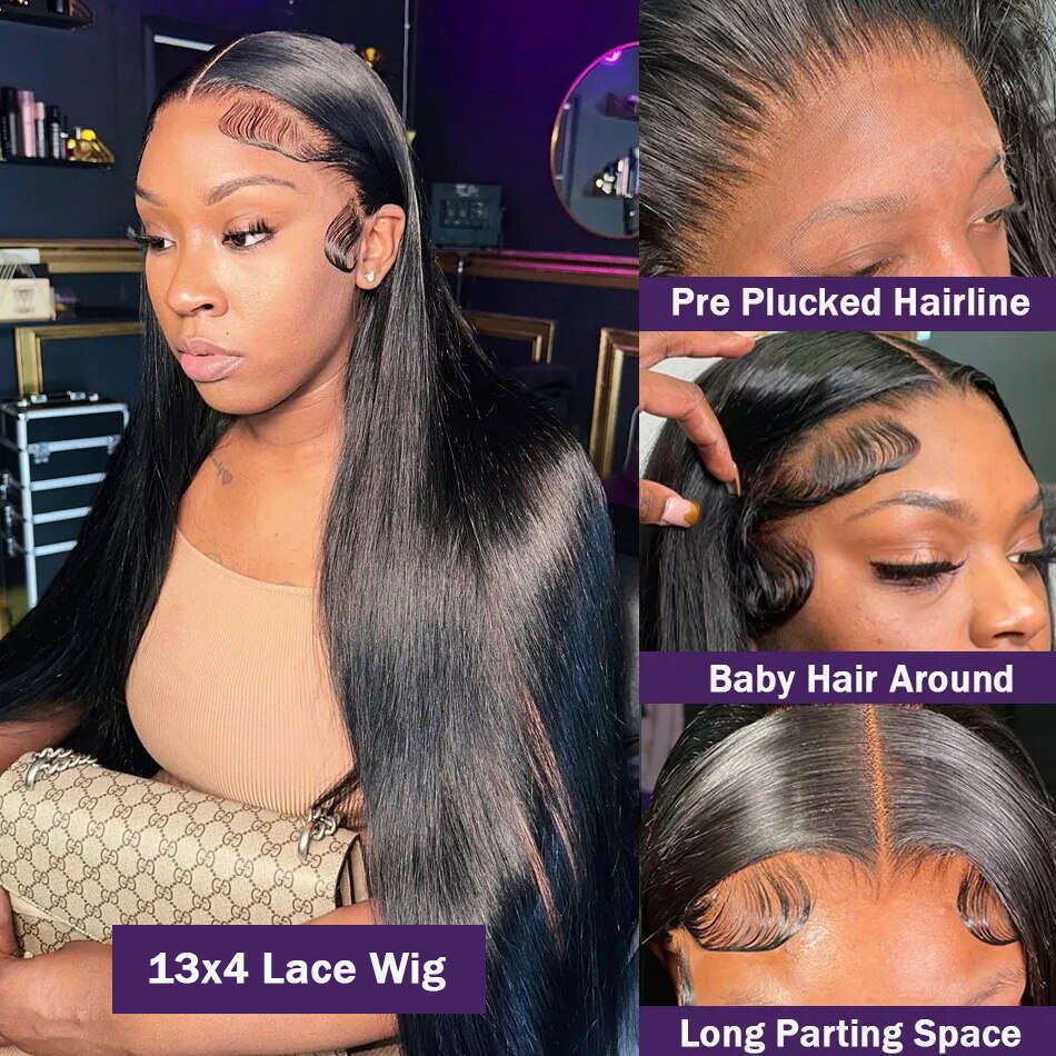 Bone Straight Front Wigs 13x4 13x6 Glueless Cheap Human Hair No Glue 4x6 5x5 Lace Closure Wig 180 Density