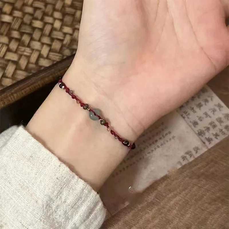Retro Chinese Style Adjustable Handmade Braid String Bracelet Beaded Charm Bracelet Bangle Fashion Couple Bracelet JewelryX240921