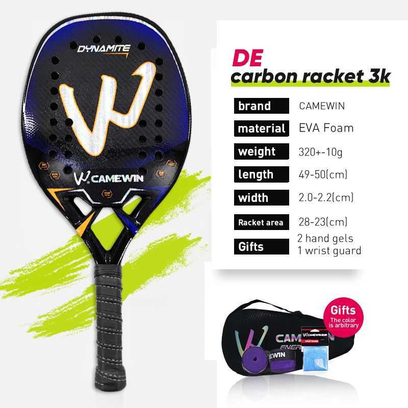 Camewin Padel Racket Carbon 3K beach tennis racket cage transparent Padel Racket beach shooting sports tennis womens mens bag W240921