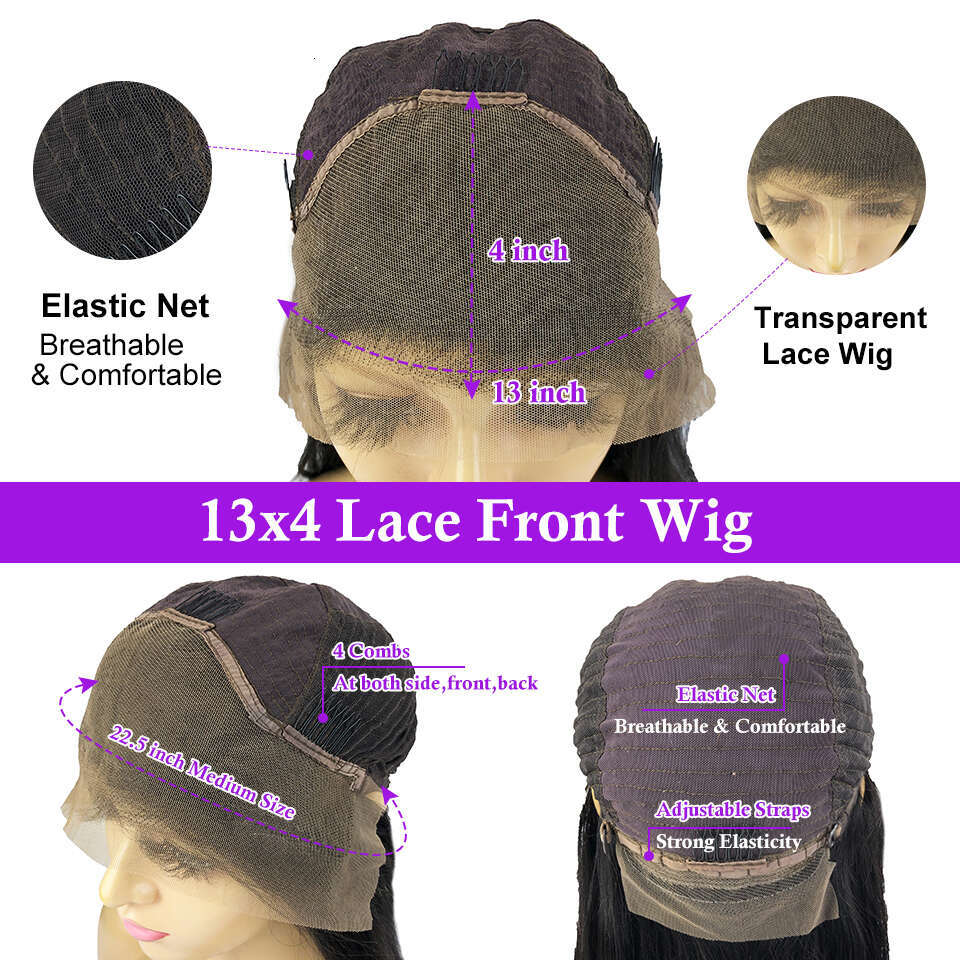 Highlight Chocolate Brown 13x4 Lace Front Bone Straight Preplucked Human Hair Wig Brazilian Colored Remy Wigs