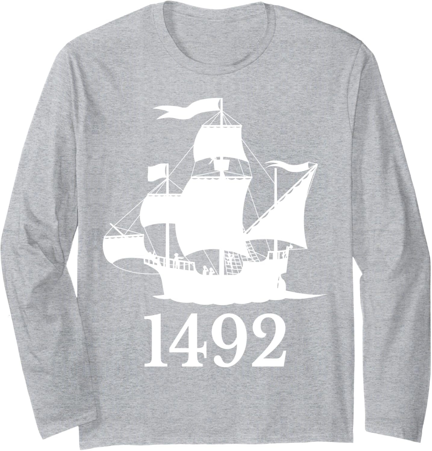 Long Sleeve Shirts for Men sweatshirt 1492 Nautical Ship Columbus Day Sailing Holiday Long Sleeve Tee Streetwear Casual tops clothes